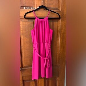 LOFT Vibrant Pink Midi Dress